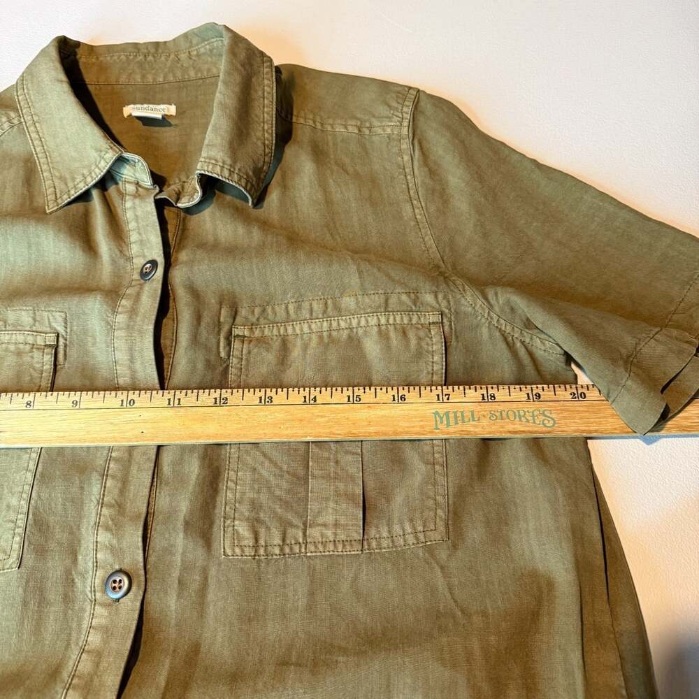 Sundance Women M Hayley Shirt Dress Maxi Length Utility Pockets Olive Green - Picture 5 of 7